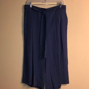 NWT BCBGMaxAzria Cobalt Blue Flared Crop Wide Leg Pants - Size Large